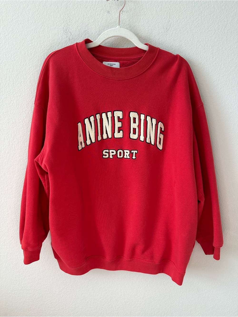 ANINE BING Tyler Oversized Red Sweatshirt Pullover SZ S - Picture 2 of 8